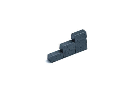 Ladder pedestal of six gray rectangular ingots on a light background. space for lettering and design