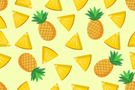 Vector of fresh pineapple seamless pattern, fruit or nature background