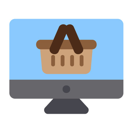 Online Shopping icon in flat style for any projects, use for website mobile app presentationのイラスト素材