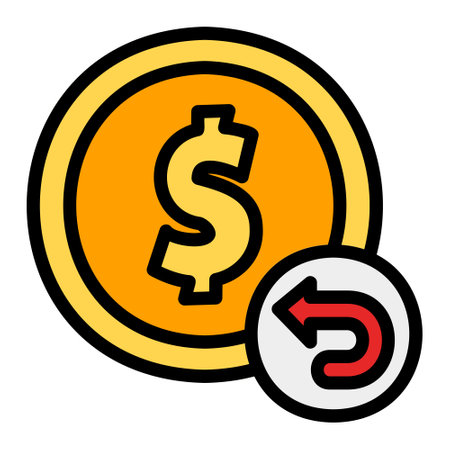 Refund icon in filled line style for any projects, use for website mobile app presentationのイラスト素材