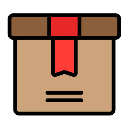 Package icon in filled line style for any projects, use for website mobile app presentationのイラスト素材