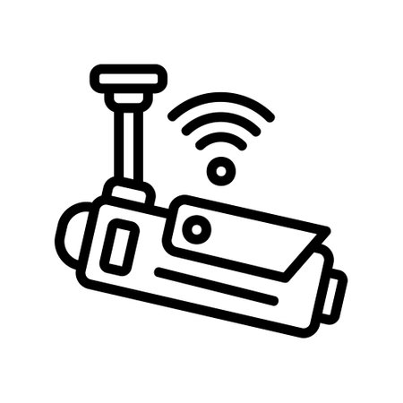 CCTV icon in line style about internet of things for any projects, use for website mobile app presentationのイラスト素材