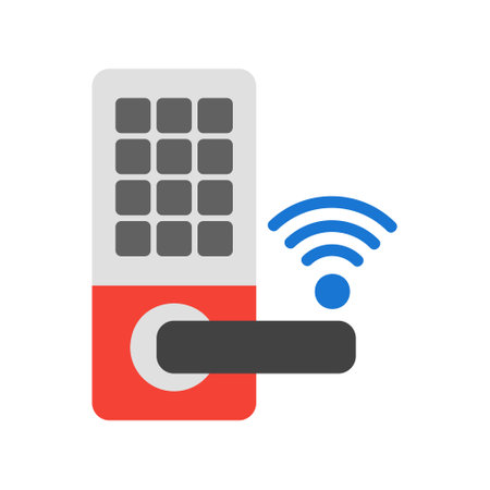 Smart lock in flat style about internet of things for any projects, use for website mobile app presentationのイラスト素材