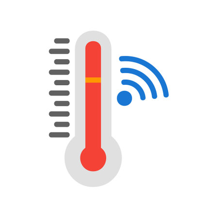 Thermometer in flat style about internet of things for any projects, use for website mobile app presentationのイラスト素材