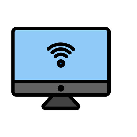 Computer icon in filled line style about internet of things for any projects, use for website mobile app presentationのイラスト素材
