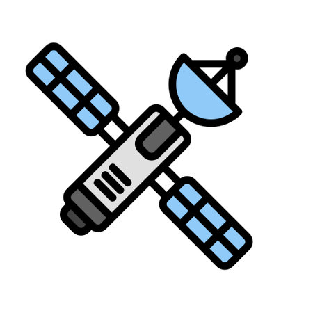 Satellite icon in filled line style about internet of things for any projects, use for website mobile app presentationのイラスト素材