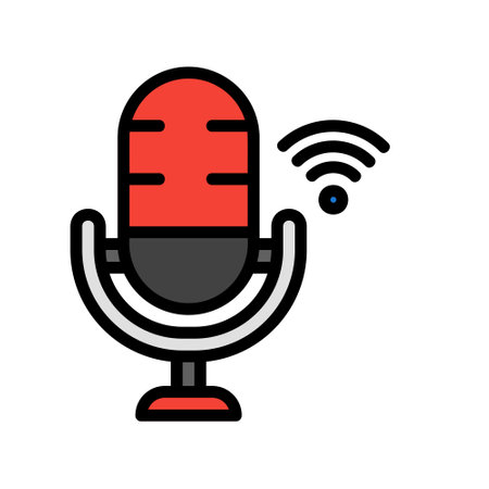 Microphone icon in filled line style about internet of things for any projects, use for website mobile app presentationのイラスト素材