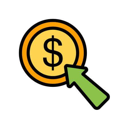 Pay per Click icon in filled line style about marketing and growth for any projects, use for website mobile app presentationのイラスト素材