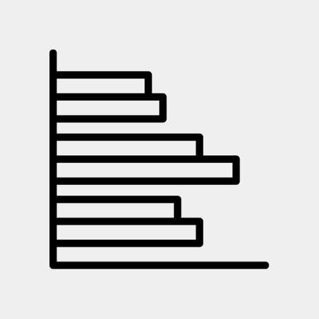 Bar chart icon vector illustration in line style for any projects, use for website mobile app presentationのイラスト素材