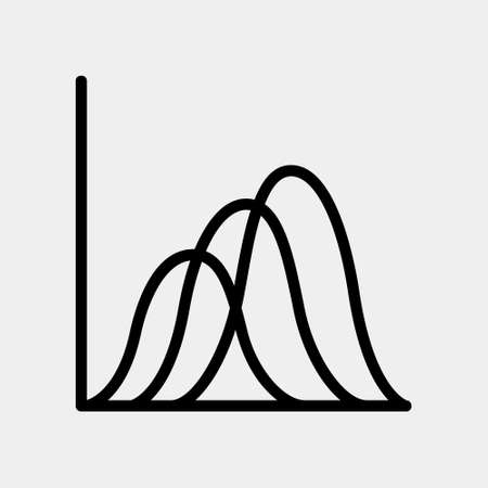 Wave chart icon vector illustration in line style for any projects, use for website mobile app presentationのイラスト素材