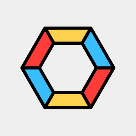 Vector illustration of hexagon icon in filled line style for any projects, use for website mobile app presentationのイラスト素材