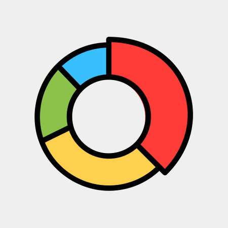 Vector illustration of pie chart icon in filled line style for any projects, use for website mobile app presentationのイラスト素材