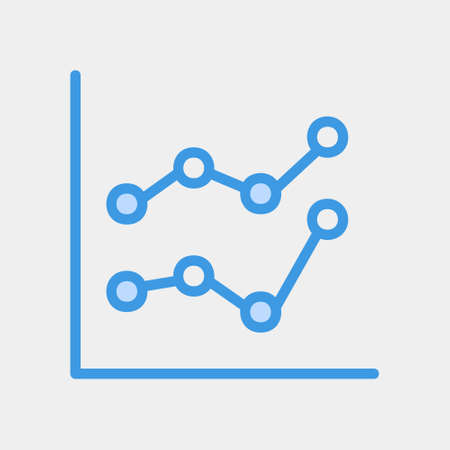 Vector illustration of line chart icon in blue style for any projects, use for website mobile app presentationのイラスト素材
