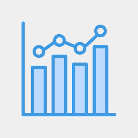 Vector illustration of bar chart icon in blue style for any projects, use for website mobile app presentationのイラスト素材