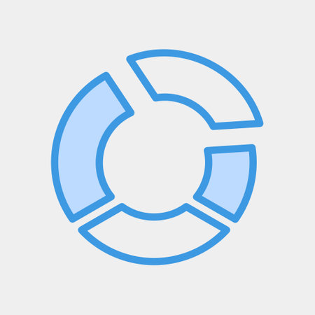 Vector illustration of pie chart icon in blue style for any projects, use for website mobile app presentationのイラスト素材