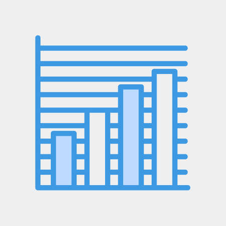 Vector illustration of bar chart icon in blue style for any projects, use for website mobile app presentationのイラスト素材