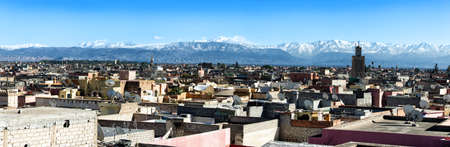 Panoramic view over rooftops near Jemaa el Fna, Marrakech, Moroccoの写真素材