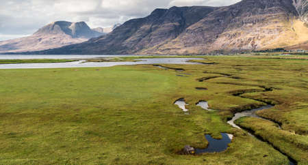 Dramatic view of beautiful Wester Ross mountains and Loch Torridon, Scotland, UK