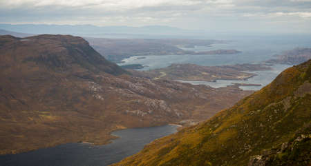 Dramatic view of beautiful Wester Ross mountains and Loch Torridon, Scotland, UKの写真素材