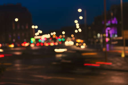 Artistic style - Defocused, blurred urban abstract traffic backgroundの写真素材