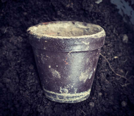 Old well used vintage potの写真素材