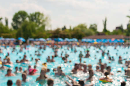 Artistic style, defocussed water park background, summer conceptの写真素材