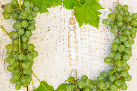 Grapes on white wooden vintage tableの写真素材