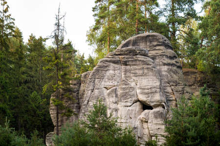 Cesky raj sandstone cliffs - Prachov Rocks, Czech Republicの写真素材