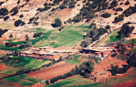 Mountain berber village In Atlas mountains, Moroccoの写真素材