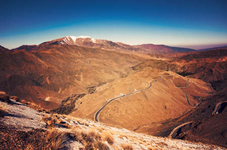 Atlas mountains covered in first snow, Moroccoの写真素材
