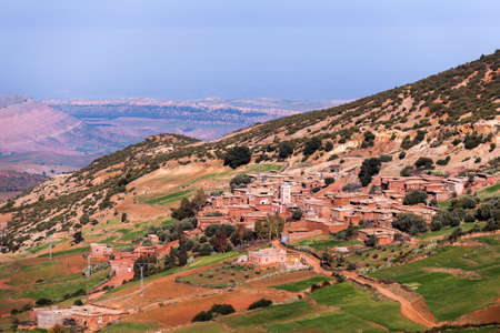 Mountain berber village In Atlas mountains, Moroccoの写真素材