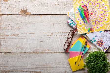 Adult coloring books, stress relieving trend, mindfulness concept