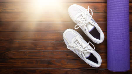 Yoga flat lay backgroundの写真素材