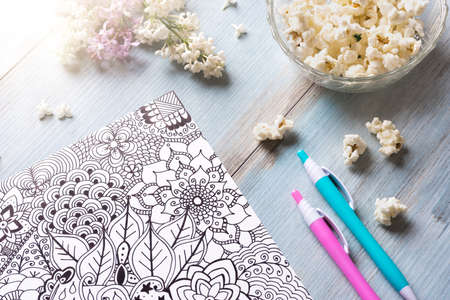 Adult coloring books, new stress relieving trendの写真素材