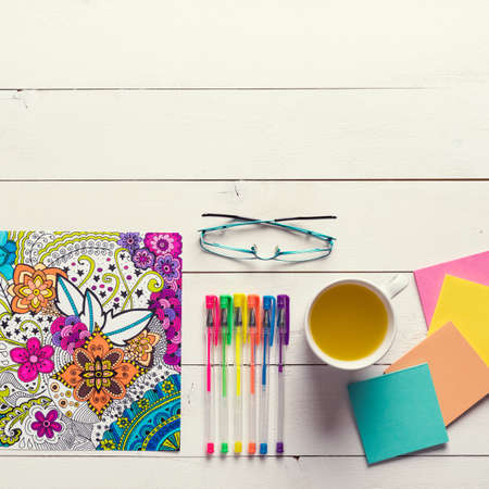 Adult coloring books, new stress relieving trendの写真素材