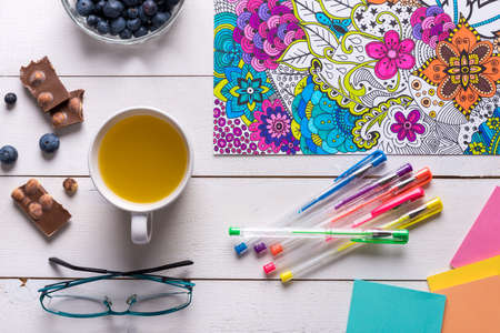 Adult coloring books, new stress relieving trendの写真素材