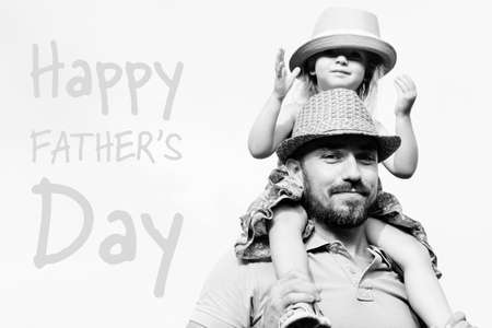 Adorable daughter and father portrait, happy family, Father's day conceptの写真素材