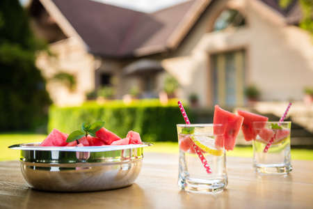 Summer garden party table settingの写真素材