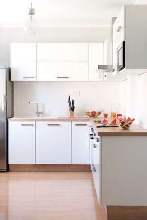 New modern white kitchen interior background