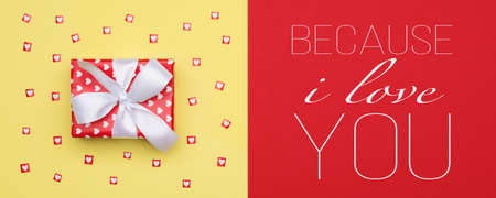 Happy Mother's Day, Valentine's Day, Birthday or Christmas Background. Flat lay minimal web banner...