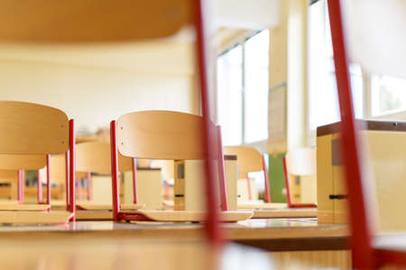 Empty science laboratory classroom. Education concept.