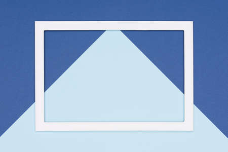 Abstract geometrical flat lay pastel blue colored paper background. Minimalism, geometry and...