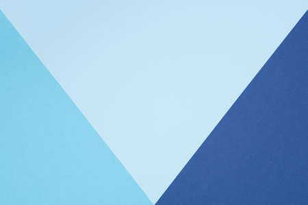Abstract geometry flat lay pastel blue and turquoise colored paper texture minimalism background. Minimal geometric shapes and lines template.の写真素材