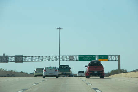 HOUSTON, TEXAS - March, 2022: 
 Freeway road streets with trafficの写真素材