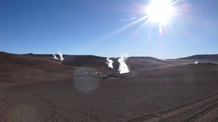 Atacama Desert geyser Steam Views beautiful Landscapeの写真素材