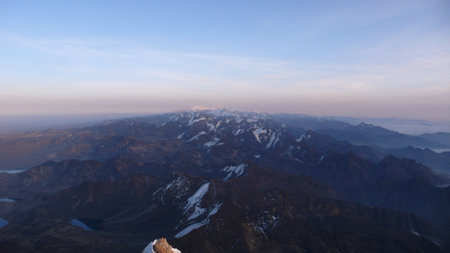 Huayna Potosy Peak Summit Cordillera Real Andes Boliviaの写真素材