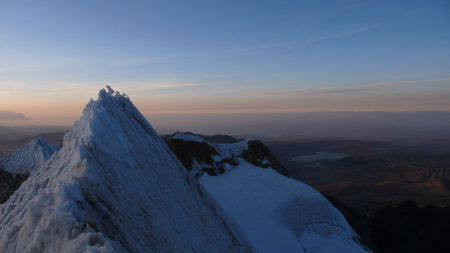 Huayna Potosy Peak Summit Cordillera Real Andes Boliviaの写真素材