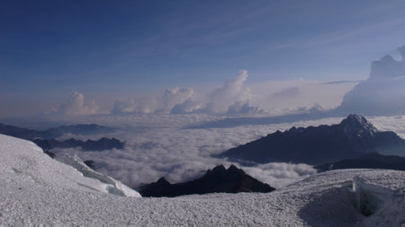 Huayna Potosy Peak Summit Cordillera Real Andes Boliviaの写真素材
