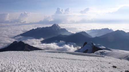 Huayna Potosy Peak Summit Cordillera Real Andes Boliviaの写真素材
