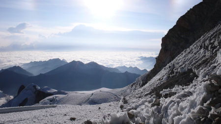 Huayna Potosy Peak Summit Cordillera Real Andes Boliviaの写真素材